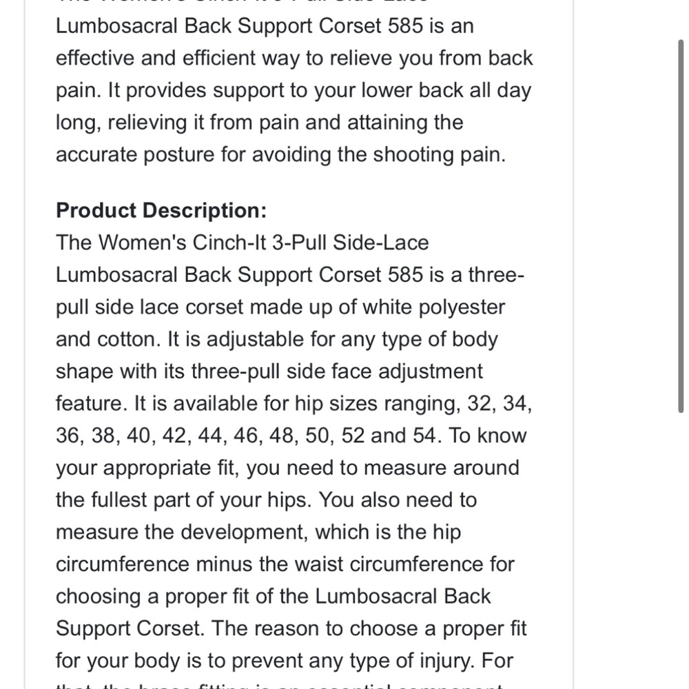 Freeman Womens Lumbosacral lower back Support Model 566 Sz 40 Corset adjustable - Picture 7 of 9